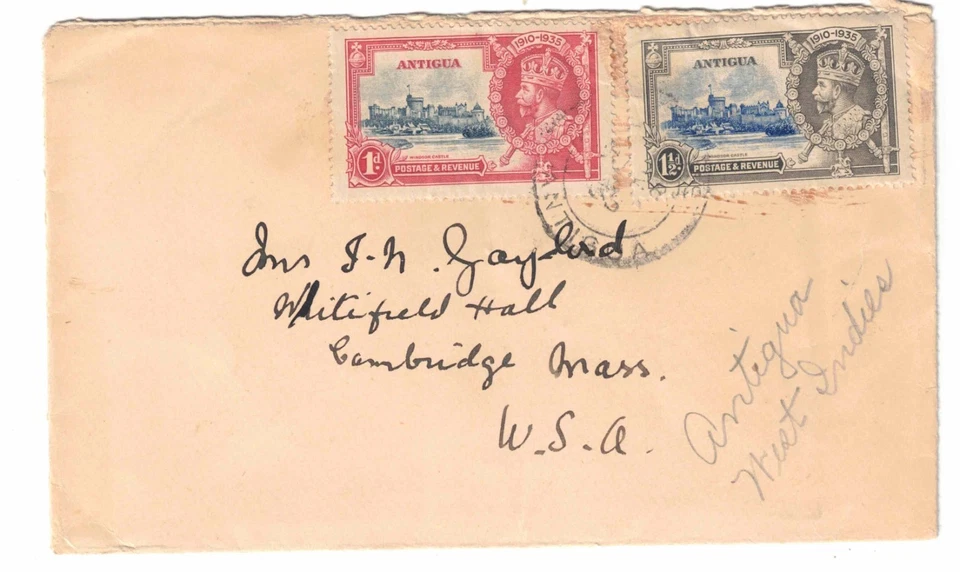 Antigua cubierta de estampilla de jubileo de plata de 1935 a Cambridge Massachusetts Foto 1 de 1