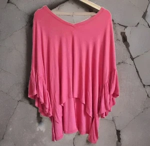 AKEMI + KIN ANTHROPOLOGIE Blouse Womens M/L Coral Capa Oversized Flowy Top SOFT - Picture 1 of 9