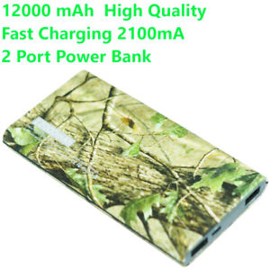 Portable Power Bank 12000mAh Fast Charger Dual USB Battery Capacity camouflage