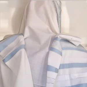 Talitnia Wool Tallit Prayer Shawl light Blue kosher Israel Jewish model 70 - Picture 1 of 14