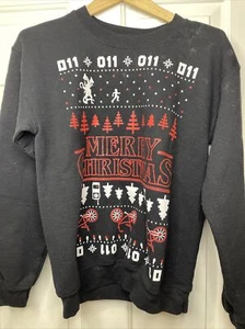 Stranger Things Sweatshirt Merry Christmas Upsidedown Eleven Sweatshirt Small - Picture 1 of 5