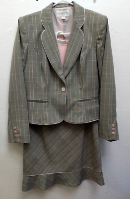 NWT Liz Claiborne 3 Piece Skirt Suit Outfit Womens Size 12 Blazer Vest Pink Gray - Image 1 of 4