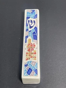 Keramik Mezuzah buntes Mosaik Design hebräischer Schriftzug 5,5" Judiaca jüdisch - Bild 1 von 11