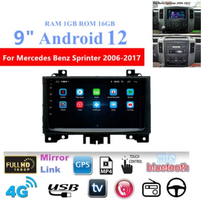 Rádio estéreo veicular GPS Android 12 1GB+16GB para Mercedes-Benz Sprinter 2006-17 9"" - Imagem 1 de 4