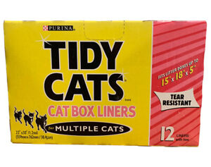 Purina TIDY CATS Litter Box Liners 12 pack Tear Resistant Fits up to 18 x 15 x 5