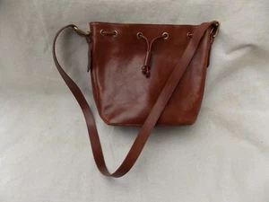 FOSSIL Purse Brown LEATHER Drawstring Bucket Shoulder Bag - Picture 1 of 10