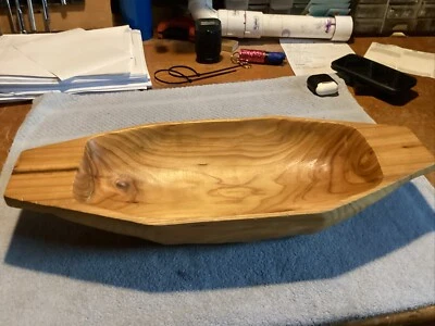 Natural Wood Hand Carved? Dish Serving Bowl Tray Rustic Primitive Farm House Vtg - Image 1 of 2