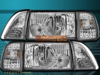 Faros cromados de cristal para Ford Mustang 87-93 6 piezas con luces de esquina y estacionamiento Foto 1 de 2