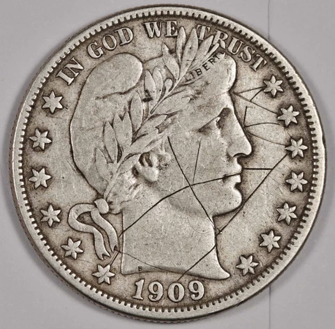 1909-o Barber Half.  VF Detail.  177885 Cover