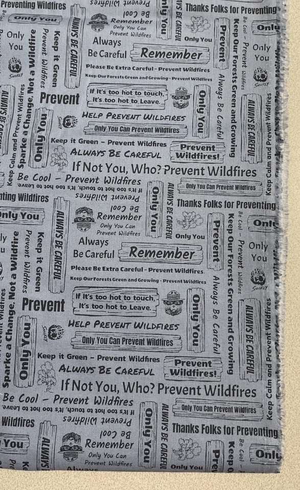 Tela de edredón de algodón SMOKEY THE BEAR 2019 Riley Blake AZUL signos texto FQ Foto 1 de 4