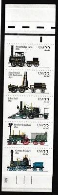 U.S. BOOKLET OF 20 SCOTT #BK163 1987 22ct STEAM LOCOMOTIVES MINT P#1 - Image 1 of 2