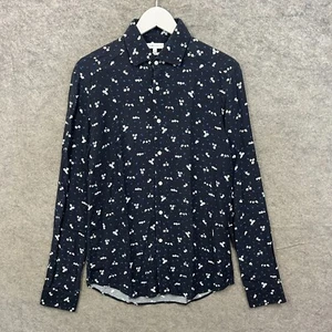Reiss Shirt Mens Small Blue Vermont Slim Fit Hawaiian Ditsy Floral 100% Viscose - Picture 1 of 8