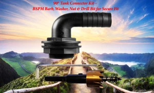 90° Tank Connector Kit – BSPM Barb, Washer, Nut & Drill Bit for Secure Fit - Picture 1 of 4