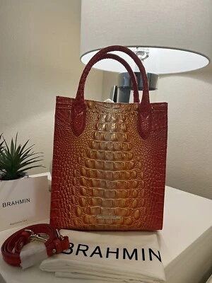 Bolso de Mano Brahmin Moira -Infusion Ombré Melbourne Naranja Rojo Nuevo con Etiquetas $315 Foto 1 de 4