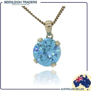 Yellow Gold BLUE STONE PENDANT Genuine Real 9ct / 9k GOLD - Picture 1 of 11