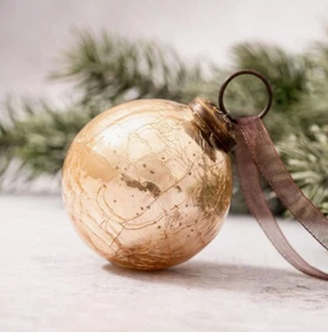 Adorno de Navidad 2 pulgadas bola de vidrio champán agrietado mercurio decoración navideña - Imagen 1 de 1