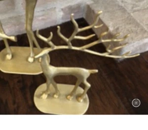Pottery Barn Merry Reindeer Brass Object Small Christmas Decor New Deer - Picture 1 of 2