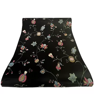 "Revestimientos de pared vintage florales negros acento pared 20,5"" x 11 yardas" Foto 1 de 4