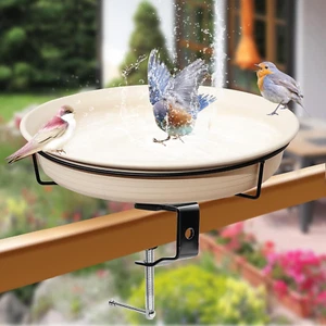AUHOKY Bird Bath Deck Mounted Bowl 11 Inches, Balcony Railing Birdbaths Unheated - Picture 1 of 12
