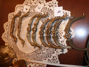 Vintage Antique Fancy Brass Chest Dresser Cabinet Pull Handle Drop Bail 52023 A - Picture 1 of 6