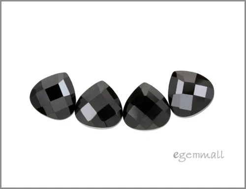6 cuentas briolette de pera plana de circonita cúbica 8x8 mm Black Jet #64601 Foto 1 de 1