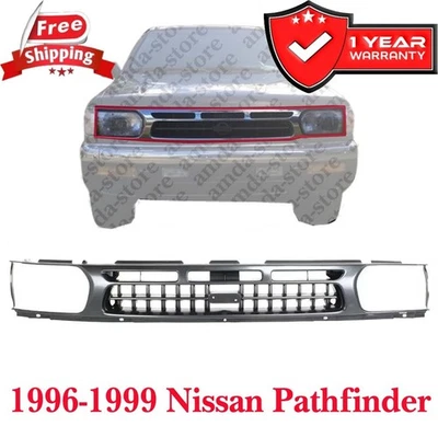 Plastic New Dark Silver Front Grille For 1996-1999 Nissan Pathfinder 623100W001 Foto 1 de 4