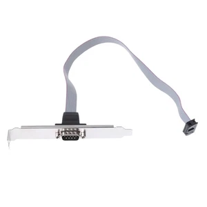 PC Motherboard COM Port Serial 9Pin DB9 RS232 Ribbon Cable Connector Bracket - Afbeelding 1 van 8