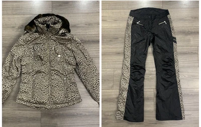 Obermeyer Leighton Ski Parka Jacket & Pants Set Cheetah Animal Print Sz 6 & 4 - Image 1 of 4