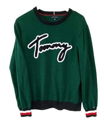 Tommy Hilfiger Hombre Lawson Tejido Suéter Verde TALLA X-GRANDE Algodón Cuello Redondo Foto 1 de 4