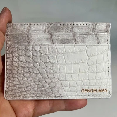 100% Genuine Doubleside  Leather Skin Card Holder-Handmade Money clip, engraved, - Image 1 of 4