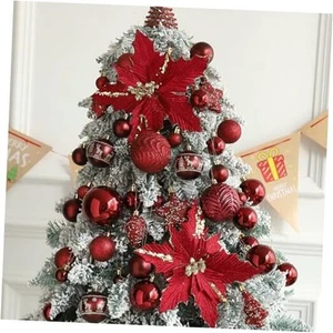 54 Pcs Wine Red Plastic Christmas Tree Ball Ornaments Set, Hanging Decorations - Picture 1 of 8