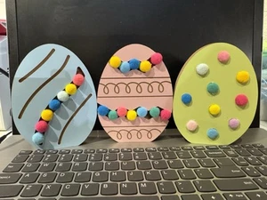 Wooden Easter Egg Table Decor/5.5"/Lot of 3 - Picture 1 of 4