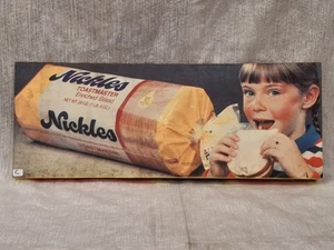 VTG NICKLES TOASTMASTER BREAD Advertising Shelf Sign Girl Eating Sandwich C - Picture 1 of 7