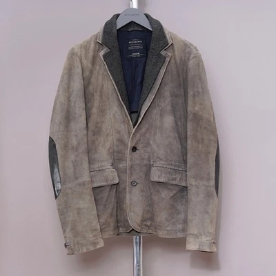 ALL SAINTS Survey Leather Blazer MEDIUM Mens Suede Jacket Double Layer Celebrity - Image 1 of 4