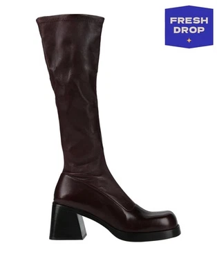 RRP€520 MIISTA Leather Knee High Boots US5.5 UK3 EU36 Zip Closure Flared Heel — 第 1/4 张图片