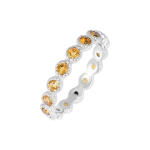 Anillo de oro blanco sólido de 14k con piedras preciosas de citrino... - Imagen 1 de 5