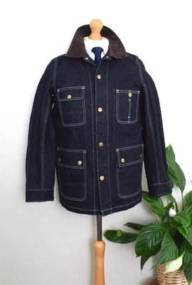 New IRON HEART Indigo 14oz Japanese Selvedge Chore Jacket £475 Size Small 36/46 — 第 1/4 张图片