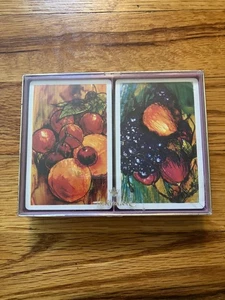 Vintage 80s Hallmark "Arbortime" Fruit Decorative Playing Cards Double Deck Case - Picture 1 of 3