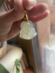 Watery/Transparent Pale Green Buddha Pendant Grade A - Picture 1 of 4