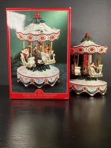 "Home For The Holidays" Porcelain Musical Reindeer Christmas Carousel W/box 1999 - Picture 1 of 9
