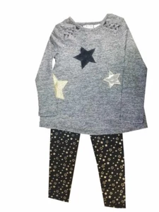 Blush by Us Angels Two Piece Girls Sweater and Legging Set Charcoal Stars - Picture 1 of 1