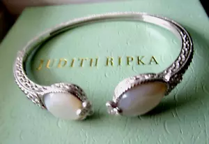 Nuevo brazalete Judith Ripka de plata esterlina mop y circonita cúbica Diamonique talla AVG JR caja* - Imagen 1 de 10