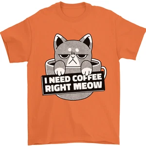 Katze I Need Kaffee Rechts Meow Lustig Herren T-Shirt 100% Baumwolle - Bild 1 von 107