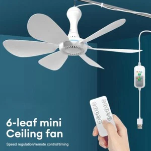 Mini USB Ceiling Fan Silent Portable Hanging Tent Fan for Camping Hiking US - Picture 1 of 26