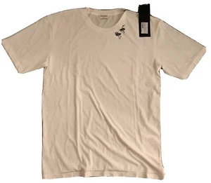 Saint Laurent White Cotton T-Shirt Size Medium Made in Italy - Picture 1 of 7