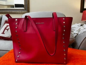 Michael Kors NWT- RED Rivington Stud Tote-BRAND NEW! - Picture 1 of 4