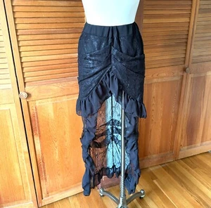 Falda Gótica Lolita Punk Steampunk Victoriana Cabaret Negra Encaje Alta Baja XXL - Imagen 1 de 8