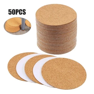 50Pc Self-Adhesive Cork Circle Cork Backing Sheets for Coasters DIY Crafts Decor - Picture 1 of 14