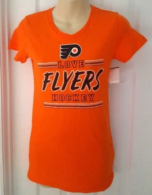 Philadelphia Flyers Girls T Shirt Size XS 4/5 Orange Short Sleeve Love Hockey - Image 1 of 4