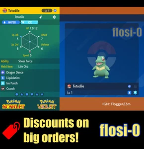6IV Shiny Totodile Pokemon Scarlet and Violet - Picture 1 of 1